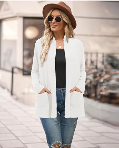 Image of ULTRANICE Cardigan Sweaters Womens Fashion 2025 Spring Lightweight Long Sleeve Casual Tops Clothes Outfits with Pockets