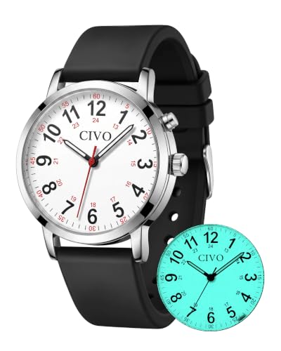 Image of CIVO Night-Light Nurse Watches for Women: Easy-Read Analog Waterproof Watch