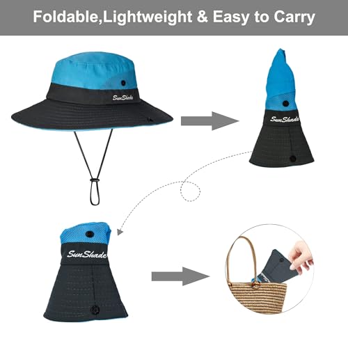 image for INOGIH Women's Outdoor UV-Protection-Foldable Sun-Hats Mesh Wide-Brim 