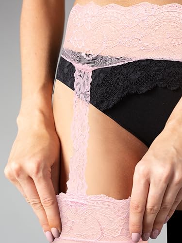 Violet Mist Womens Sheer Stockings with Attached Garter Belt Sexy Suspender Thing High Stockings Lace Garter Belt Pantyhose4