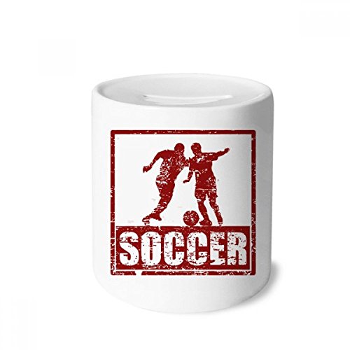 Tirelire football rouge en céramique pour décorer une chambre d'enfant