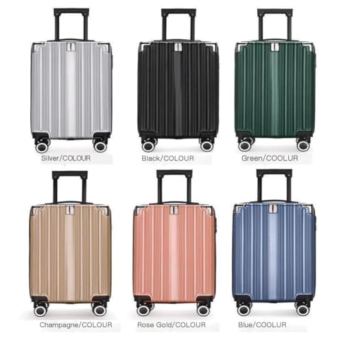 Suitcase Aluminum Frame Suitcase Women's Trolley Boarding Case Light Sound Caster Wheel Password Customs Lock Suitcase Suitcase Tags(Green)3