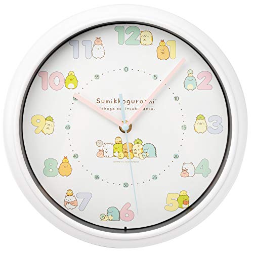 アリアス すみっコぐらし 掛け時計 アナログ 連続秒針 ホワイト WC18082SXSG-CR 直径26cm
