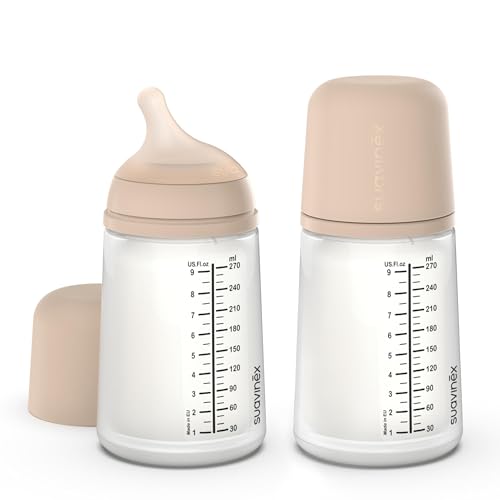 Image of Suavinex Zero Zero Anti Colic Baby Bottle, No 1 Spanish Baby Bottle Brand, Minimizes Bottle Rejection & Nipple Confusion, Perfect for Combo Feeding, 2pk, 9oz/270mL, Light Tone, Medium Flow Nipple