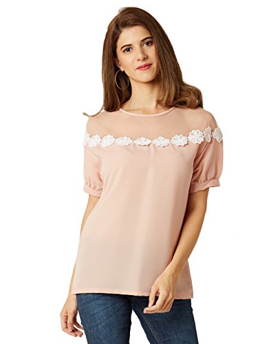 Image of Miss Chase Women's Light Pink Sheer Lace Top