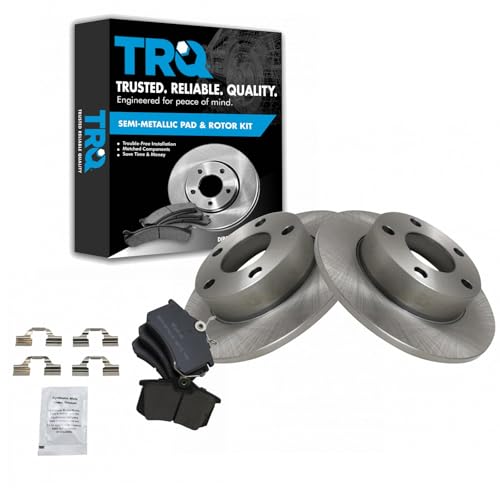 Image of TRQ Rear Brake Pad and Rotor Set Semi Metallic Solid Rotors 245mm Diameter