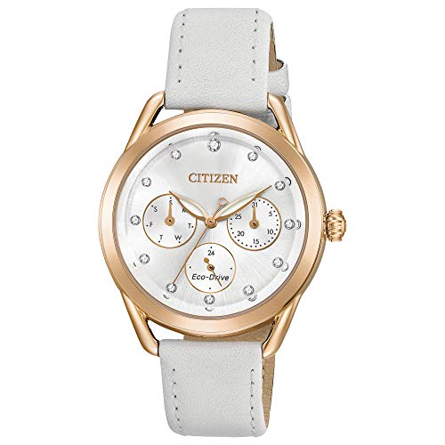 Citizen Women's 'Drive' Quartz Stainless Steel and Leather Casual Watch, Color:White (Model: FD2053-04A)