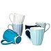 Sweese 6210 Porcelain Fluted Mugs - 14 Ounce for Coffee, Tea, Cocoa, Set of 6, Cold Assorted Colors