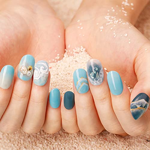 LACOMCHIR Gel Nagellack Set 8ml x 6 Farben LED Farbgel Kit Blauer Himmel und Ozean Natürliche Farbe Glitzer Shellac… – Bild 6