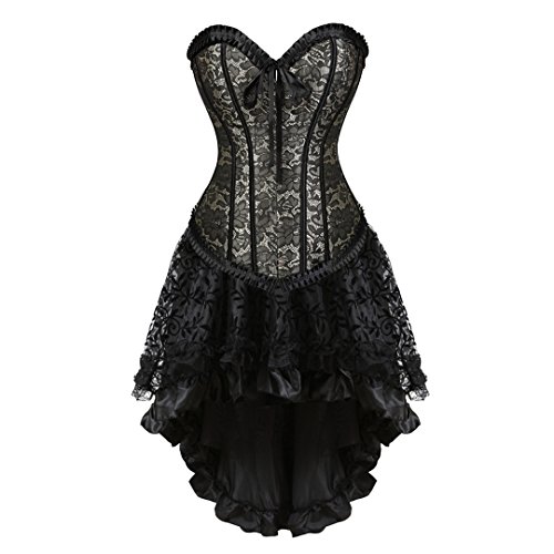 Kranchungel Steampunk Corset Skirt Renaissance Corset Dress for Women Gothic Burlesque Corsets Costumes