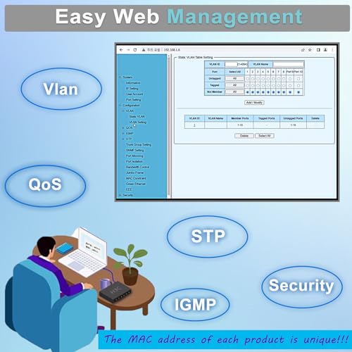 Image of Industrial Managed 8 Port PoE Ethernet Switch with 2 SFP Slot, Gigabit Networking Switch with Web Management, Supporting Din-Rail, Black, XY-M2F8P