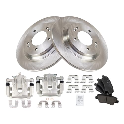 Image of TRQ Rear Brake Pad and Rotor Set Ceramic Rotors Calipers