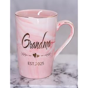Grandma and grandpa est 2025 mugs new grandparent announcement first time pregnancy gifts coffee mug set elegant gifts for baby shower mothers day fathers day 125oz ceramic coffee cup  urban country home decor