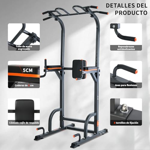 Miniatura 5 de Ise Power Tower - Barra De Tracción Para Silla Romana De Altura Ajustable, Multifunción, Dips Abdominales, Estación De Musculación Para Entrenamiento En Casa, Reposabrazos, Fitness, 150 Kg, Sy-5612