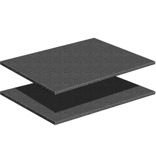 Treela 2 Pcs Customizable Polyethylene Foam Sheets 16x12x0.5 Black Thick Cuttable Foam Padding Inserts for Cases Polyethylene Block Sheets for Packing Toolbox Storage and Craft Pad