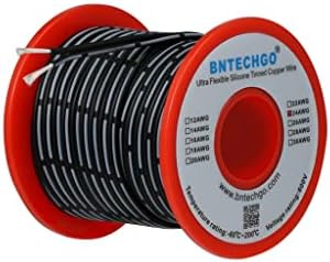 BNTECHGO 24 Gauge Silicone Ribbon Cable Flexible 6P Black 100 ft Flat Cable 24 AWG Strand Wire
