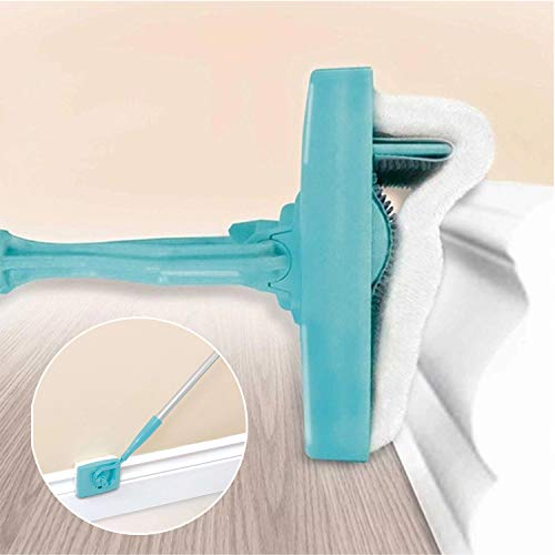Baseboard Cleaner Tool with Handle, 5 Reusable Cleaning Pads, No-Bending Mop Baseboard Cleaner Tool Long Handle Adjustable Baseboard Molding Tool for Bathroom Microfiber Cleaning