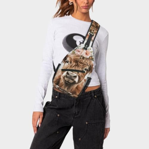 Bolso Sling Highland Cow para Hombre y Mujer Ajustable miniatura 4