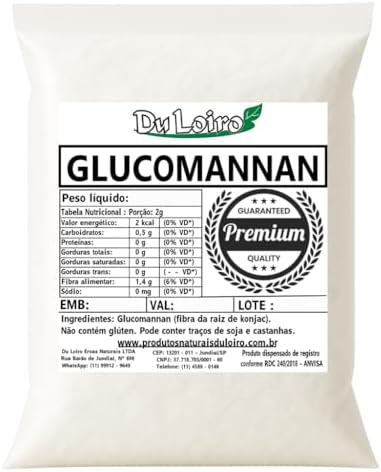 Glucomannan em Pó Puro - Fibras naturais (100g)