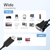 DTECH Adapter USB na szeregowy 10 m USB do wtyczki RS232 DB9 kabel COM port z chipsetem FTDI obsługuje Windows 11 10 8 7 Mac Linux