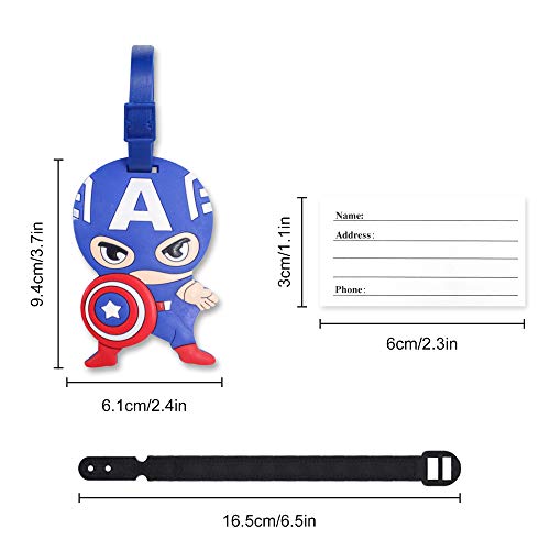 Finex 4 Pcs Set Avengers Captain America Iron Man Spiderman Silicone Travel Luggage Baggage Identification Labels Id Tag For Bag Suitcase Plane Cruise Ships With Belt Strap #TOP5