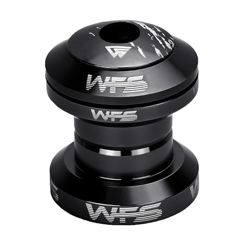 WFS NV.28 1 Inch Threadless Bike Headset - CNC Alloy, ISO 26.4mm Crown Race, Sealed Bearings, Includes Top Cap and Starnut, Black