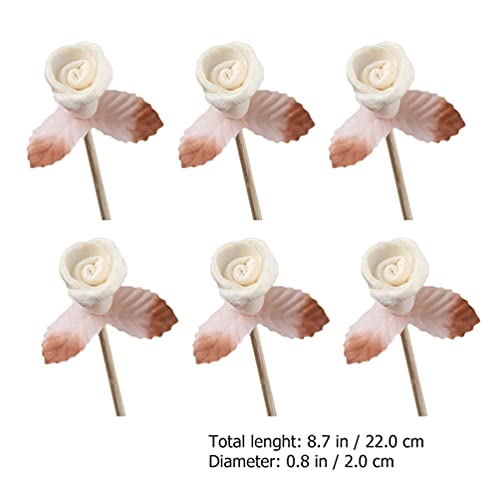 6 Palitos Difusores de Ratán Natural con Diseño Floral miniatura 2