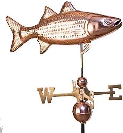 East Coast Weathervanes and Cupolas Striped Bass Weathervane Polished Copper