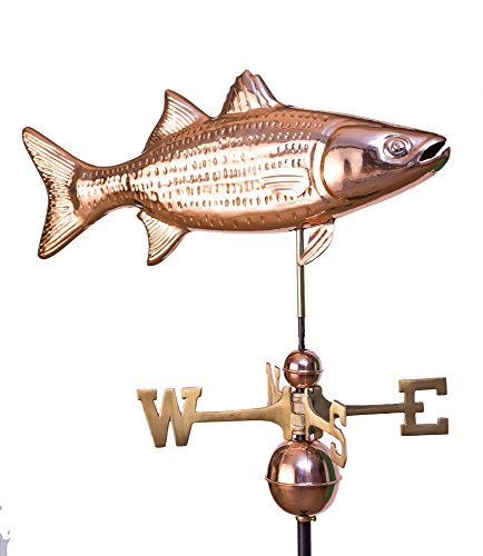 East Coast Weathervanes And Cupolas Striped Bass Weathervane Polished Copper #TOP8