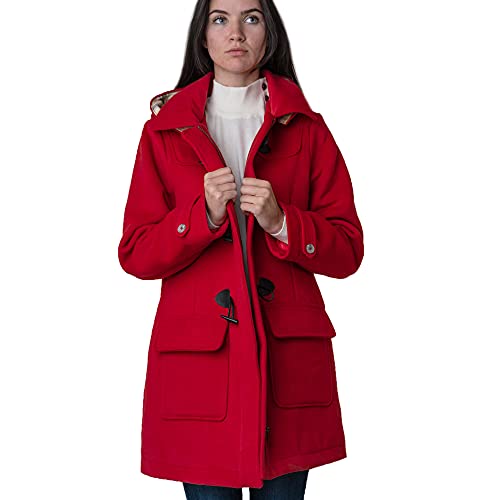 Hope & Henry Women s Toggle Duffle Coat with Detachable Hood Red