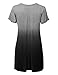 WT1085 Womens Dip Dye V Neck Short Sleeve Pleats Tunic Top XXXL BLACK