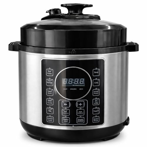 Image of Electric Pressure Cooker 6L (5.5 L), 10-in-1 Multi Function Smart Cooker with Digital Touch Panel, Stainless Steel Body, 1000W | Rice, Dal, Curry, Soup, Slow Cook | Safe & Energy Efficient