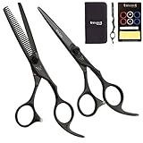 Washi Scissors Black Dragon Premium Beauty Shears Black Titanium Color Coating (6.0', 2 Piece Set)