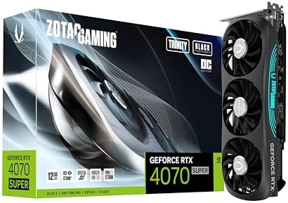 ZOTAC Gaming GeForce RTX 4070 Super Trinity OC Black Edion DLSS 3 12GB GDDR6X 192-bit 21 Gbps PCIE 4.0 Gaming Graphics Card, IceStorm 2.0 Advanced Cooling, Spectra RGB Lighting, ZT-D40720J-10P