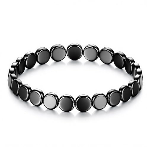 GWH Reignite Men's Vitality-Hematite Bracelet for Men, Hematite Stone Bead Elastic Therapy Pulseras Para Hombres, Motivational Gift for Confidence & Strength, Fashion Mens Bracelet