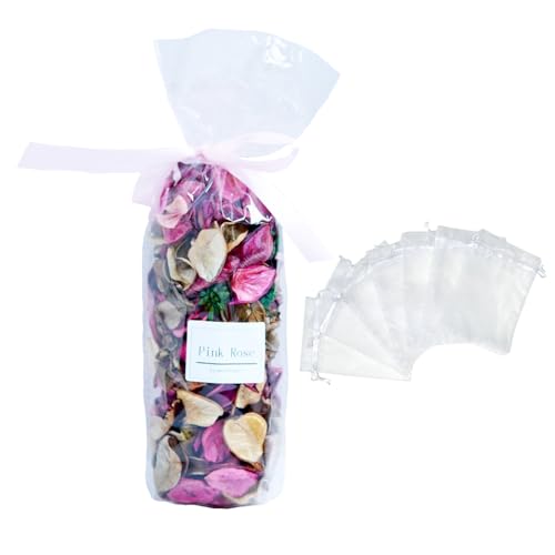 Natural Scented Dry Flower Sachets + 5 Empty Bags | DIY Aromatherapy Kit for Home, Car & Gifts | Decorative Bowl Vase Fillers,Pink Fragrance