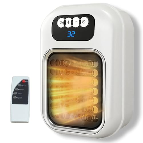 Portable Ceramic Space Heater for Indoor Use - Plug-in Wall Heater with Timer Auto Shut Off, Quiet Operation - Ideal for Bathroom, Bedroom, Camping