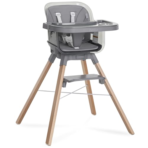 Image of Evolur 360° Bloom Highchair, Rotating, Convertible Baby Feeding Chair with Adjustable Height, Removable Tray, Easy to Clean, Stylish & Space-Saving for Newborns & Toddlers - Storm Gray