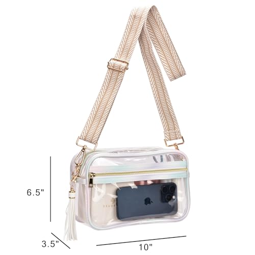 Image of Clear Crossbody Bag Stadium Approved Clear Purse - Transparent Messenger Bag with Front Pocket
