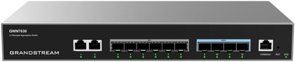 Grandstream GWN7830 | 12-Port Gigabit Ethernet Layer 3 Managed Aggregation Switch