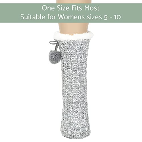 Image of Elanze Designs Gold Glitter Knit Pom Pom Womens One Size Plush Lined Non Skid Indoor Slipper Socks