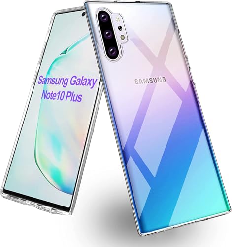 Image of NISHTECH for Samsung Galaxy Note 10 Plus Premium Transparent Hybrid Soft Slim Dust Proof Back Case Cover Silicone with Camera Protection