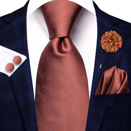 Image of Hi-Tie Men's Tie Lapel Pin Set Pocket Square Cufflinks Formal Woven Silk Tie Sets Wedding Party