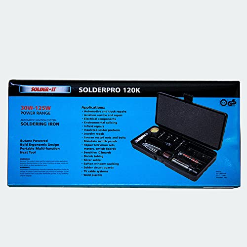 Solder-It SolderPro 120 Soldering Iron Kit (PRO-120K) | Multi-Function Butane Heat Tool with Tips and Case | Cordless and Portable Soldering Gun | Home Improvement Tools and Soldering Kit Essential