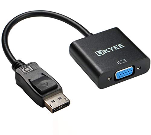 DisplayPort to VGA Adapter 1080P Converter,UKYEE Display Port (DP) to VGA Adaptor Male to Female Connector Compatible with Computer, Desktop, Laptop, PC, Monitor, Projector, HDTV - Black