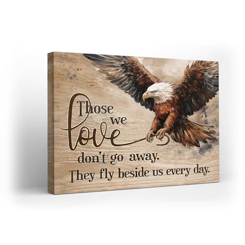 Kuphsod Vintage Bald Eagle Canvas Wall Art Farmhouse Bald Eagle Print Painting Motivational Quotes Picture Modern Artwork Decor For Living Room Kitchen Bathroom Framed Ready To Hang 12X16 Inch cover