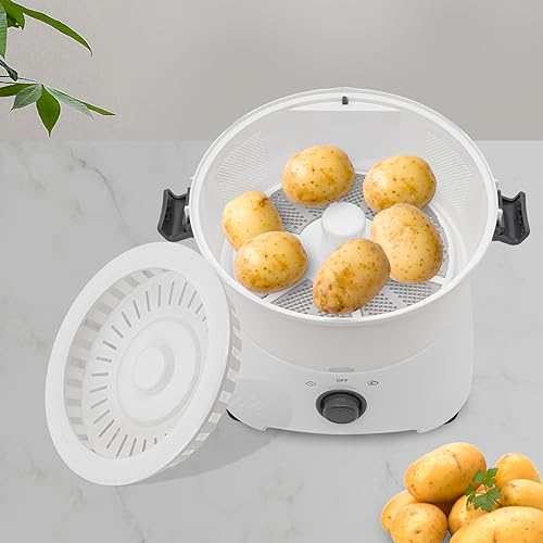 Electric Potato Peeler, 110V 85W One-button Drive Automatic Peeler Spinner With Corded Electric, Table Standing Multi-functional Potato Peeling Machine, White Commercial Vegetable Dehydrator