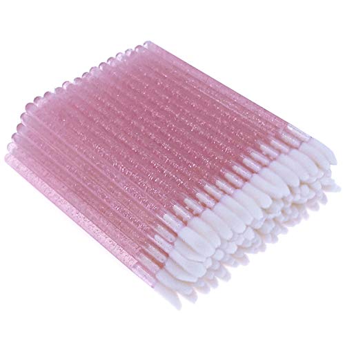 XVbond Crystal Lip Brushes,100PCS Disposable Lip Brushes Make Up Brush Lipstick Lip Gloss Wands Applicator Tool Makeup Beauty Tool Kits (Pink)