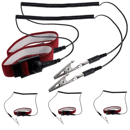 KICHOUSE 5pcs Adjustable Wrist Straps Grounding Wire Anti Static Wristband for Electronics