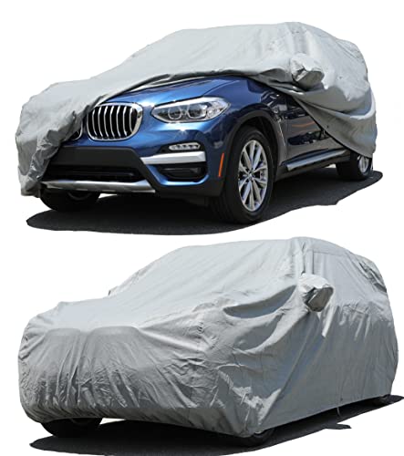 Image of All Weather Waterproof car Cover Good for rain Snow uv Protection dust Small SUV Q3 X1 Blazer Encore Trailblazer Nitro Escape CR-V Patriot SELTOS Gray